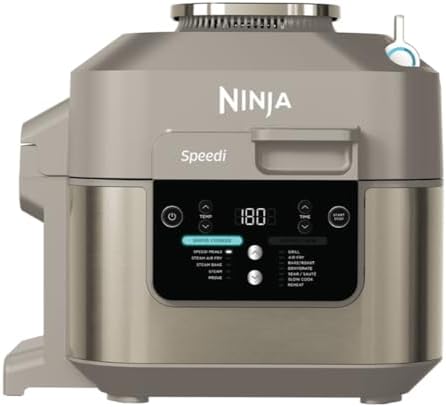 Image of the Ninja Speedi 12-in-1 Multi-Cooker in Stone Gold colour on a kitchen counter