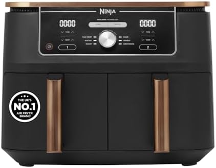 Ninja Foodi MAX Dual Zone Air Fryer with copper accents and dual drawers
