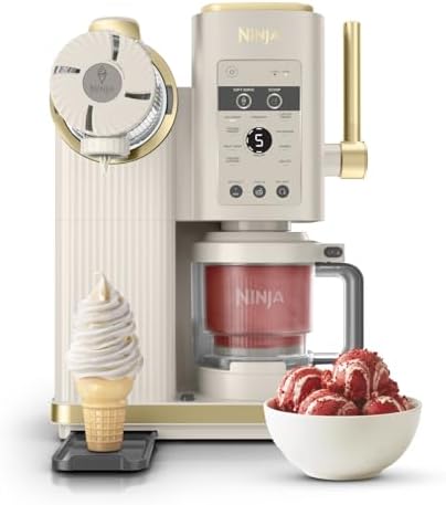 Alt Text for image 1: The Ninja CREAMi Ice Cream Machine in Stone Gold showcasing its sleek design.