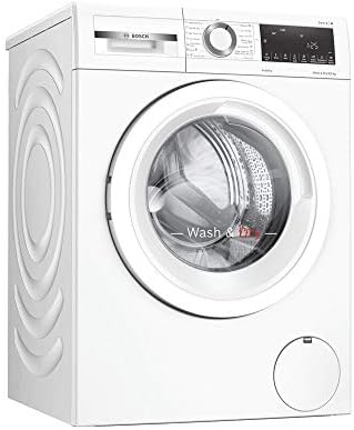 Front view of Bosch WNA134U8GB Serie 4 Washer Dryer in a modern kitchen setting