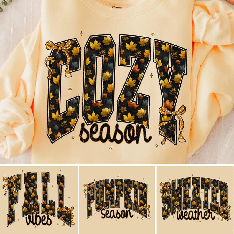 Fall PNG Bundle, Cozy Season, Pumpkin, Sweater Autumn Sublimation Designs (Digital Download)