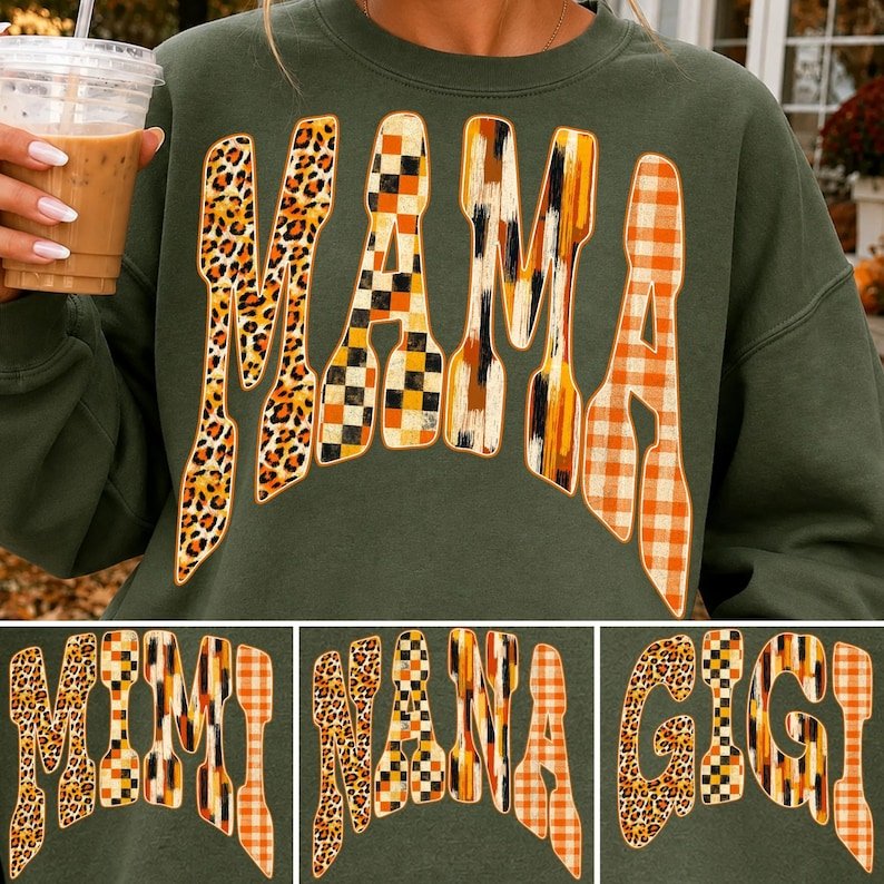Fall Mama PNG Bundle, Leopard Gingham Gingham Designs (Digital Download)