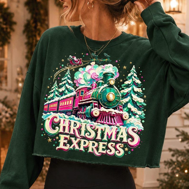 Christmas Express Train PNG, Santa Sleigh, Vintage Holiday Sublimation (Digital Download)