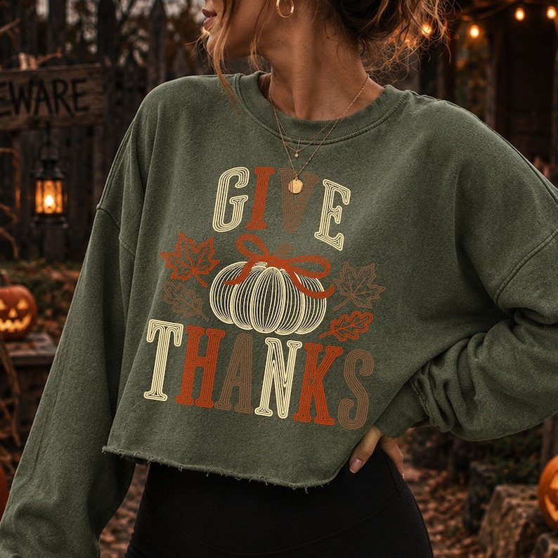 Give Thanks Pumpkin Bow PNG, Autumn Harvest Sublimation Design (Digital Download)