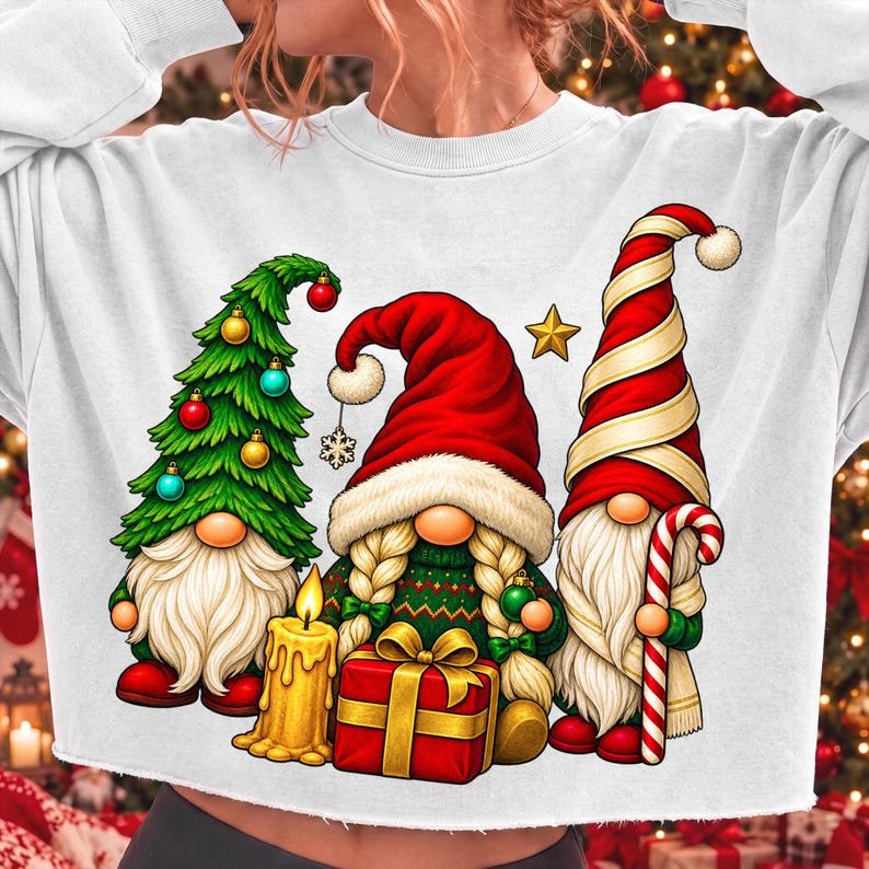 Christmas Gnome Trio PNG, Festive Holiday Sublimation Design (Digital Download)